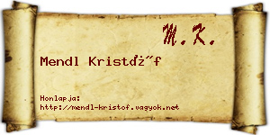 Mendl Kristóf névjegykártya